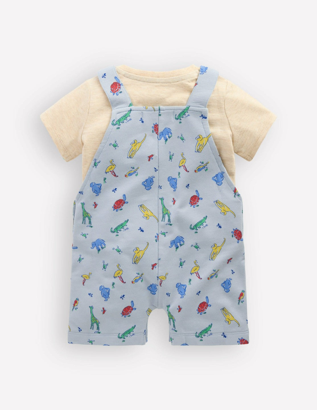 Jersey Short Dungaree Set-Blue Multi Jungle Animals / Boden Outlet