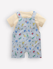 Jersey Short Dungaree Set-Blue Multi Jungle Animals / Boden Outlet