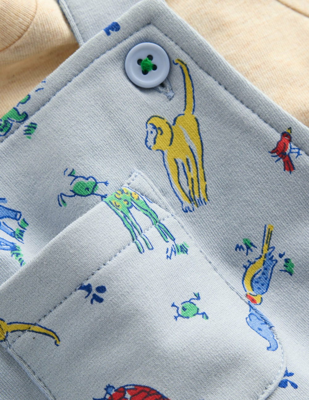 Jersey Short Dungaree Set-Blue Multi Jungle Animals / Boden Outlet