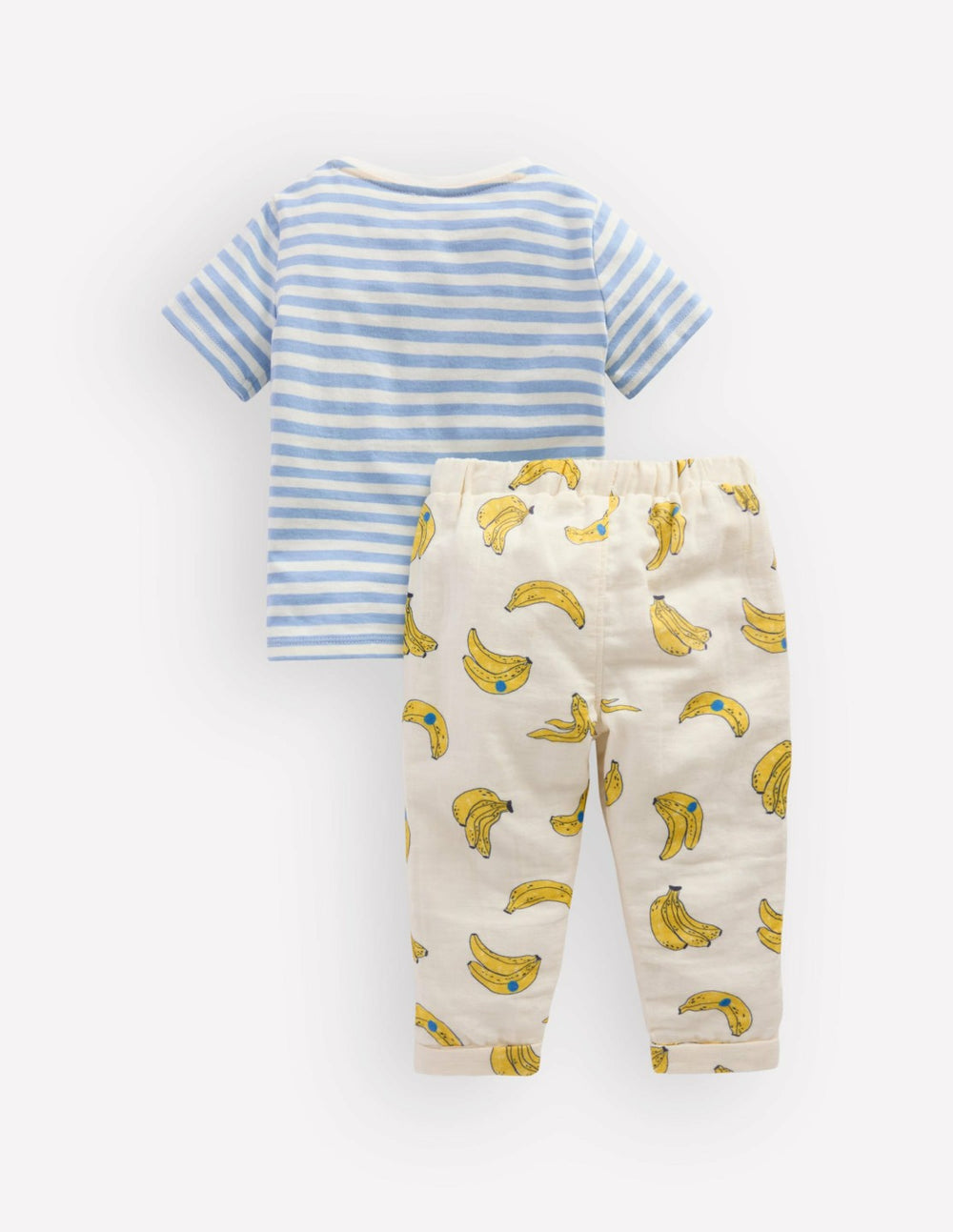 Logo Jersey Woven Play Set-Ivory and Blue Stripe Bananas / Boden us