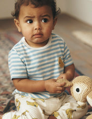 Logo Jersey Woven Play Set-Ivory and Blue Stripe Bananas / Boden us