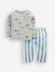 Striped Sweat Play Set-Blue Stripe Whales / Boden