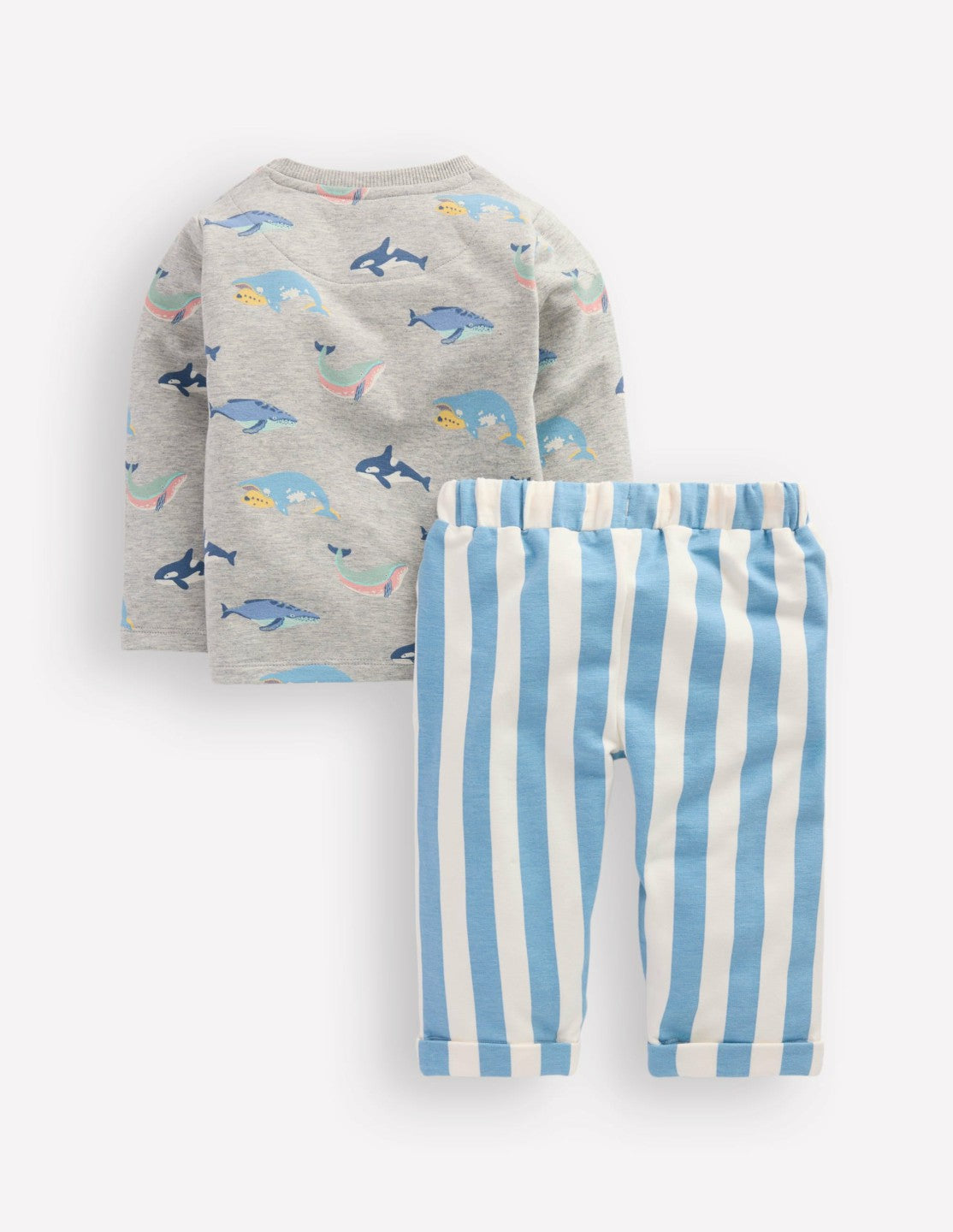 Striped Sweat Play Set-Blue Stripe Whales / Boden
