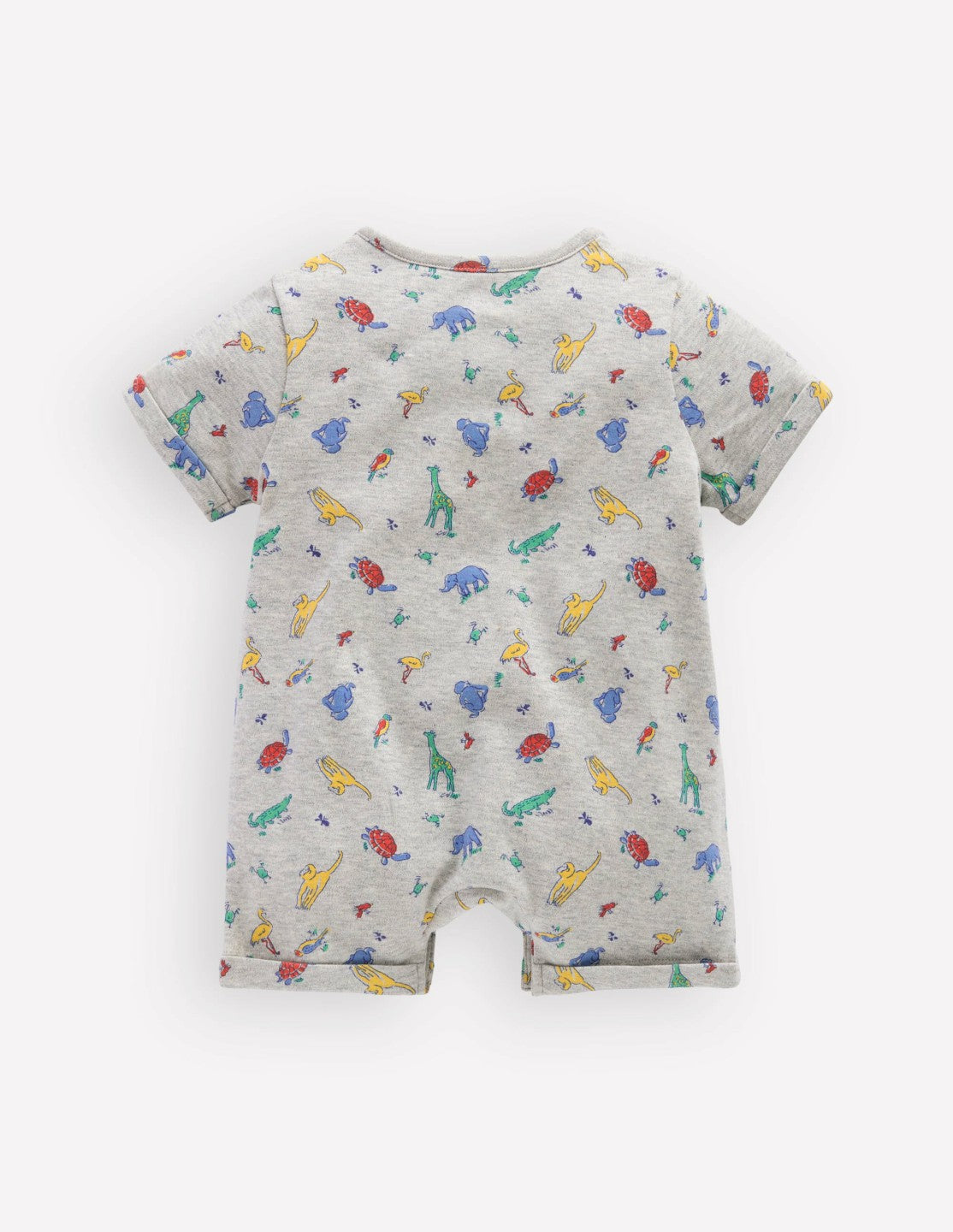 Short Sleeve Jersey Romper-Grey Marl Jungle Animals / Boden Sale