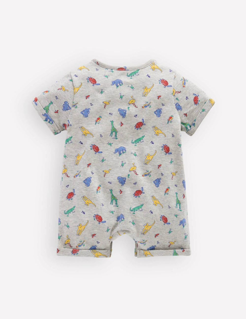 Short Sleeve Jersey Romper-Grey Marl Jungle Animals / Boden Sale