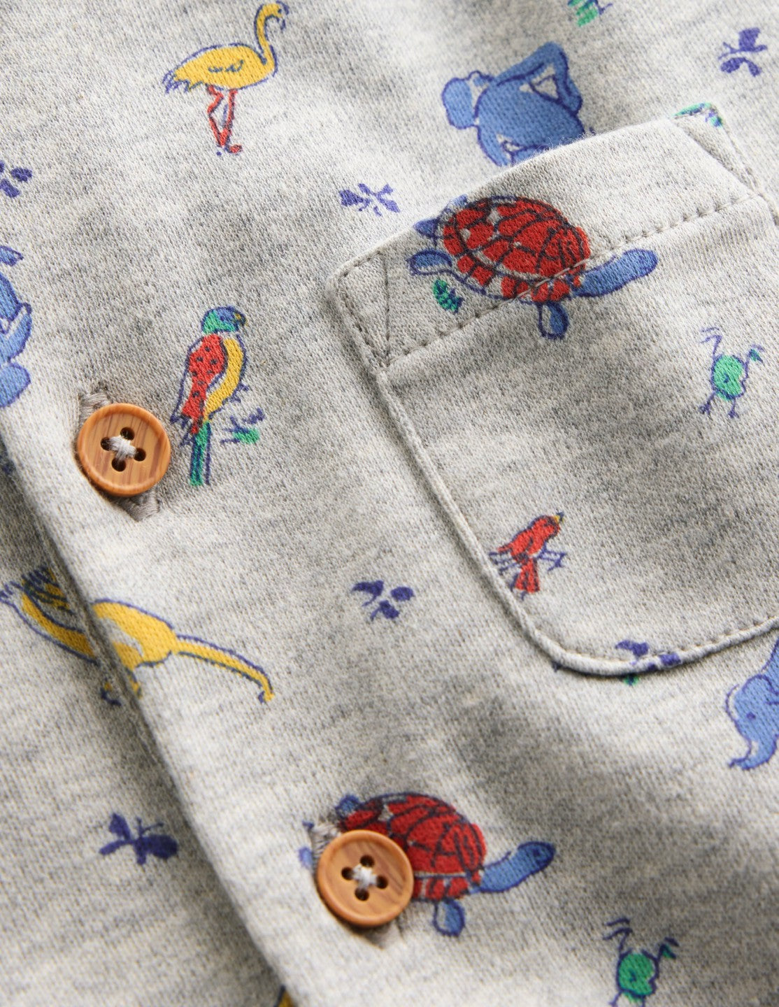 Short Sleeve Jersey Romper-Grey Marl Jungle Animals / Boden Sale