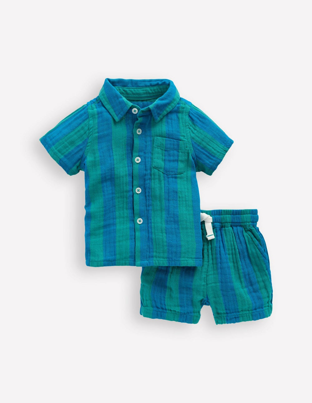 Woven Shirt Play Set-Blue and Green Stripe / Boden On sale