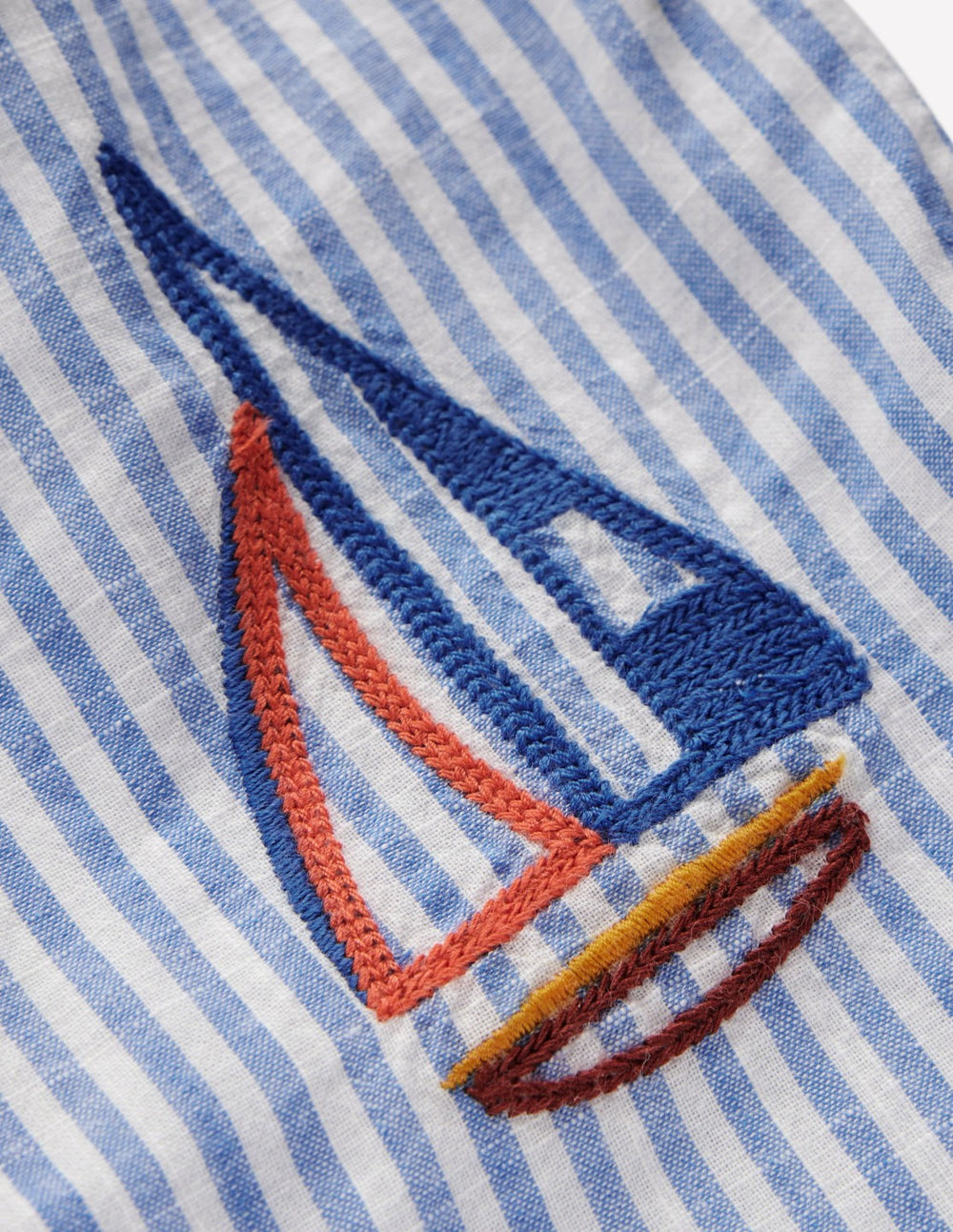 Button Down Romper-Glacier Blue Ocean Embroidery / Boden us