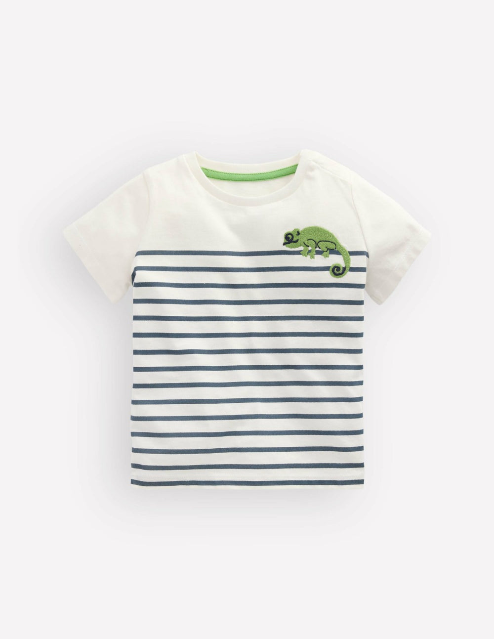 Boys Embroidered T-Shirt-Blue Stripe Chameleon / Boden Discount