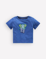 Short Sleeve Logo T-shirt-Blue Elephant Patchwork / Boden On sale
