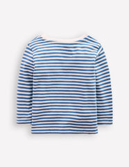 Long Sleeve Appliqué T-Shirt-Blue Stripe Tractors / Boden us