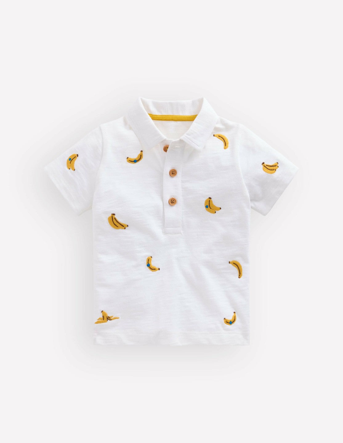 Embroidered Polo-Ivory Bananas / Boden