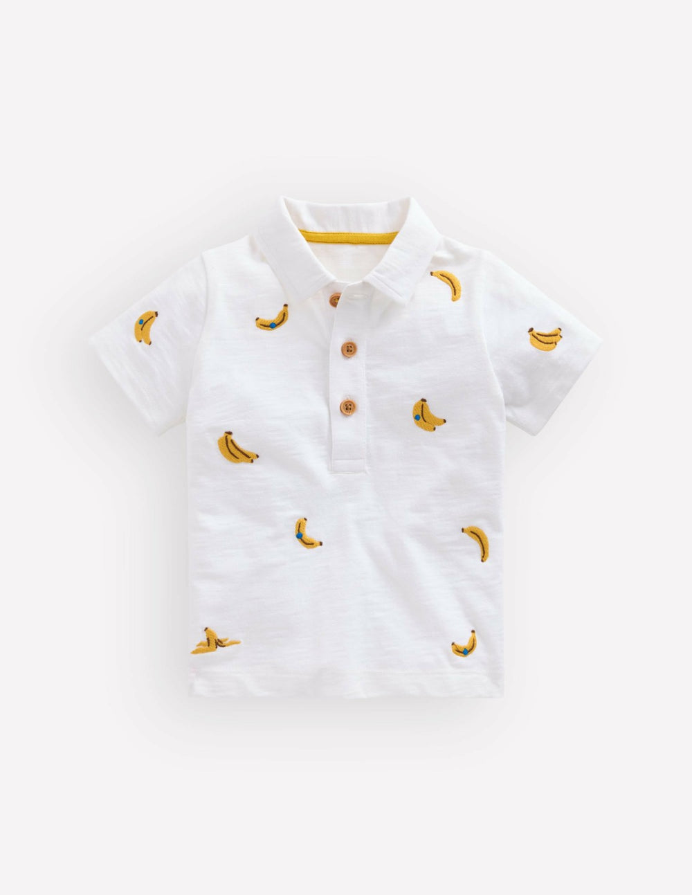 Embroidered Polo-Ivory Bananas / Boden