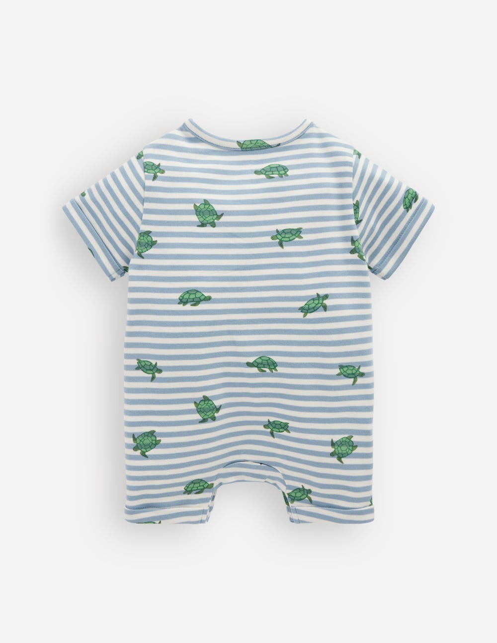 Short Sleeve Jersey Romper-Blue Stripe Baby Turtles / Boden Outlet