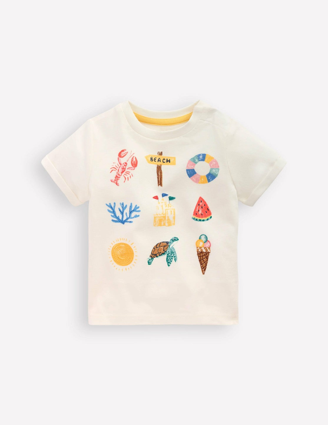 Short Sleeve Logo T-shirt-Ivory Summer Logo / Boden
