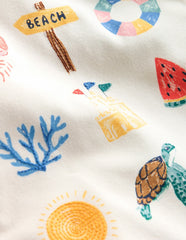 Short Sleeve Logo T-shirt-Ivory Summer Logo / Boden