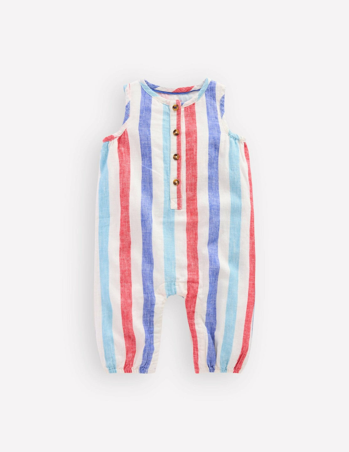 Button Down Romper-Red and Blue Multi Stripe / Boden Sale