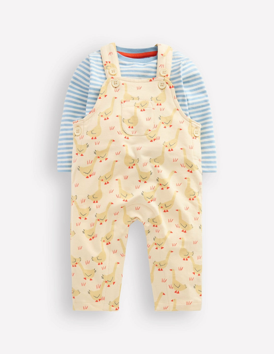 Jersey Overalls Set-Ecru Geese / Boden Discount