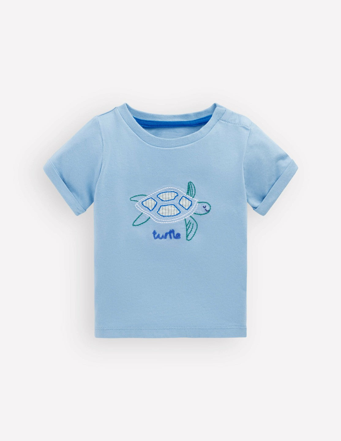 Short Sleeve Logo T-shirt-Blue Turtle Chain Stitch / Boden us
