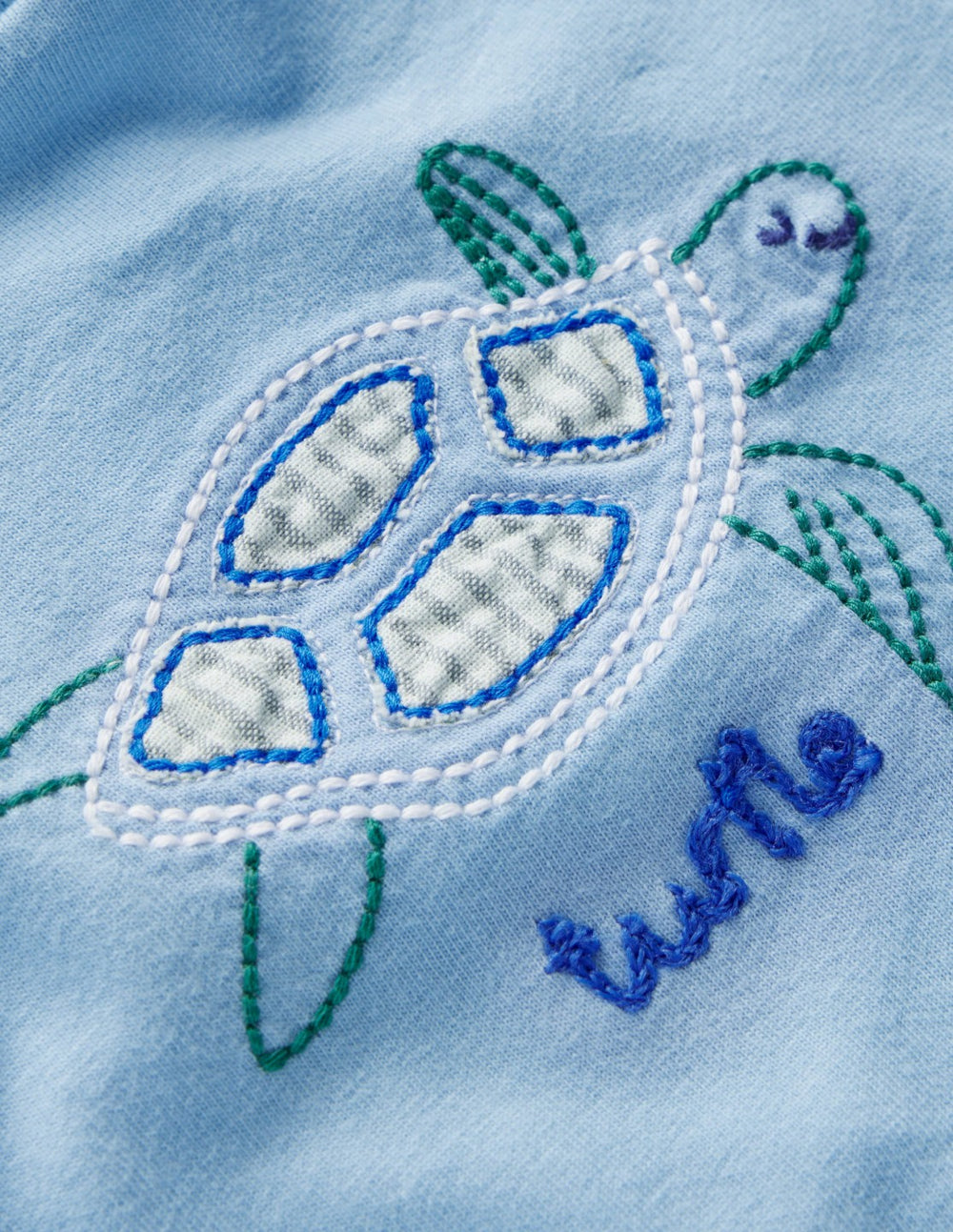 Short Sleeve Logo T-shirt-Blue Turtle Chain Stitch / Boden us