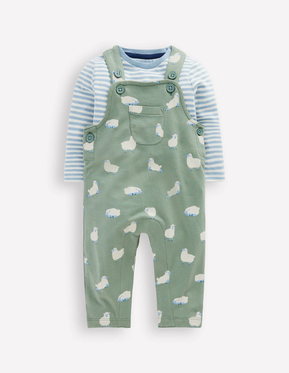 Jersey Overalls Set-Green Sheep / Boden Sale