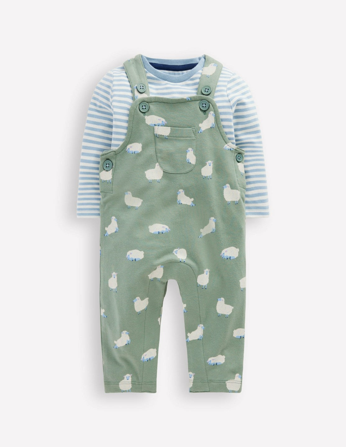 Jersey Overalls Set-Green Sheep / Boden Sale