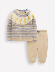 Fair Isle Knitted Play Set-Oatmeal Marl Chicks / Boden Discount