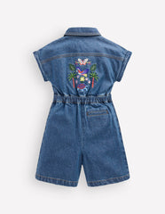 Embroidered Playsuit-Mid Vintage Embroidered Denim / Boden On sale