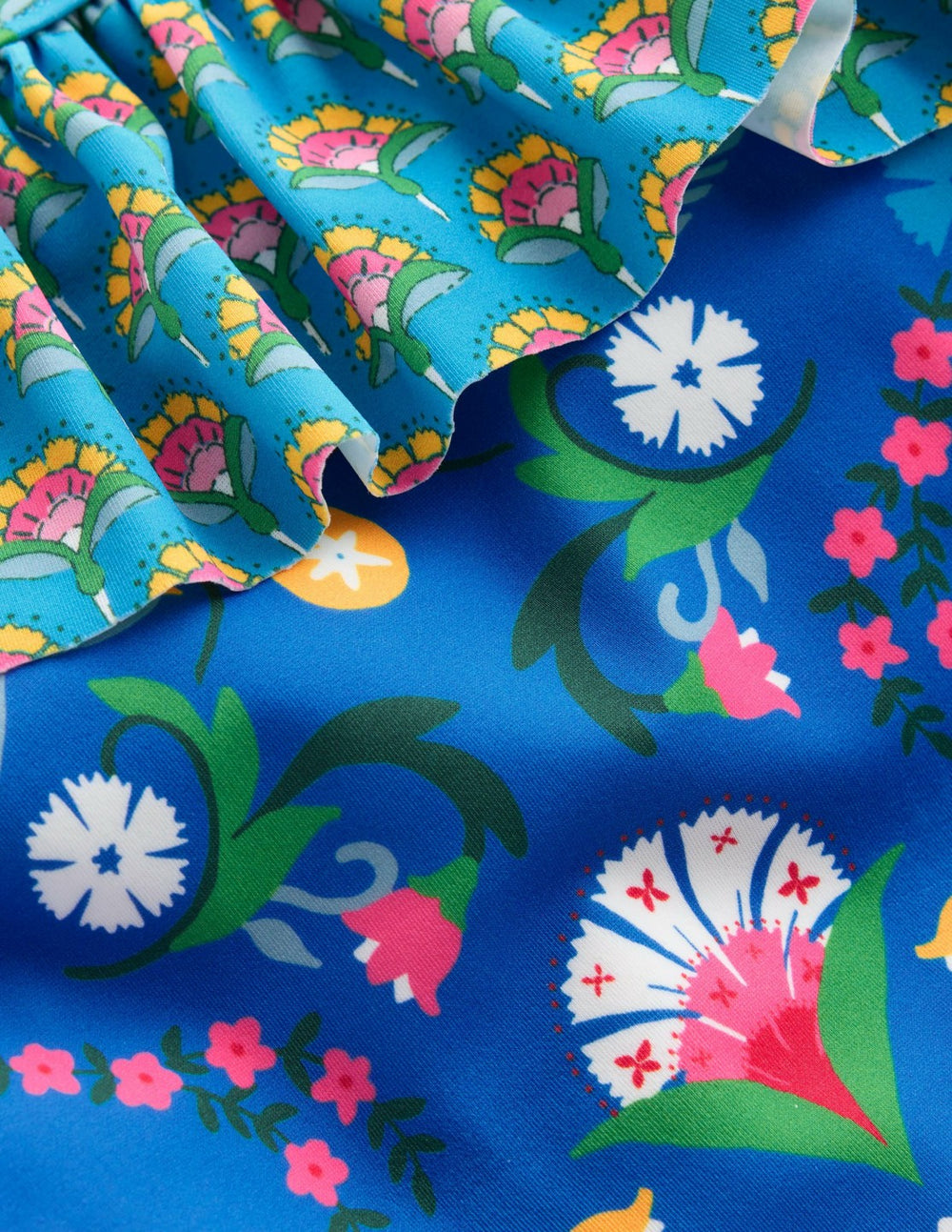 Lila One Shoulder Swimsuit-Kingfisher Blue Bird Floral / Boden us