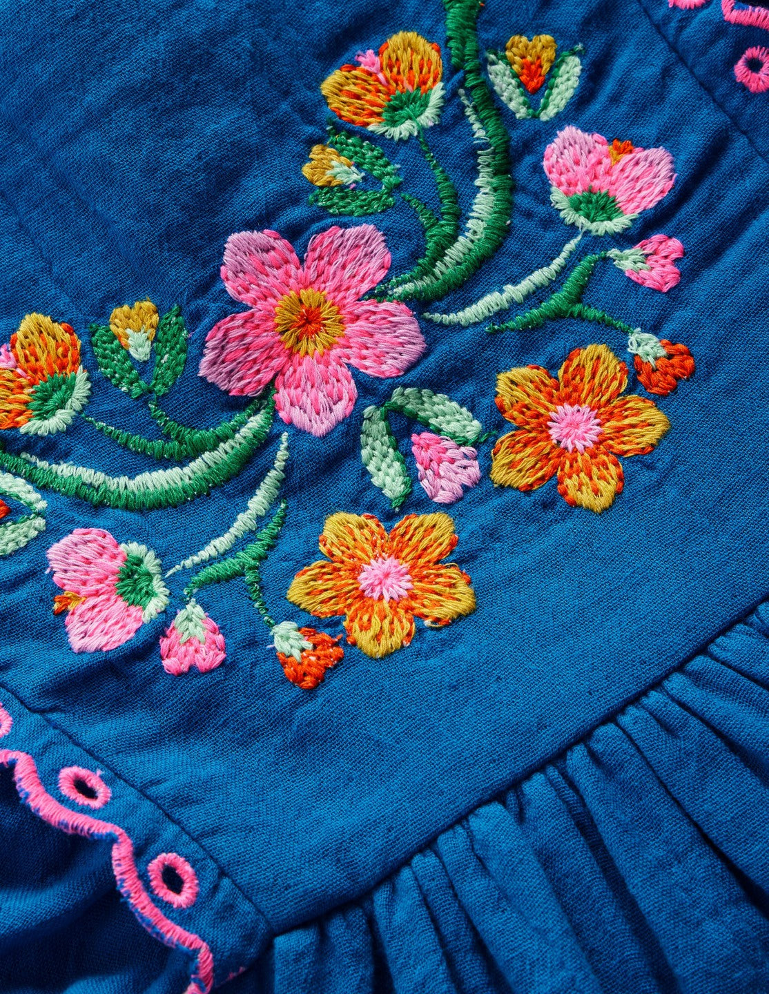 Embroidered Woven Dress-Kingfisher Blue / Boden