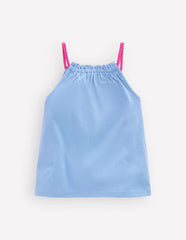 Plaited Strap Embroidered Tank-Forget Me Not Blue / Boden Outlet
