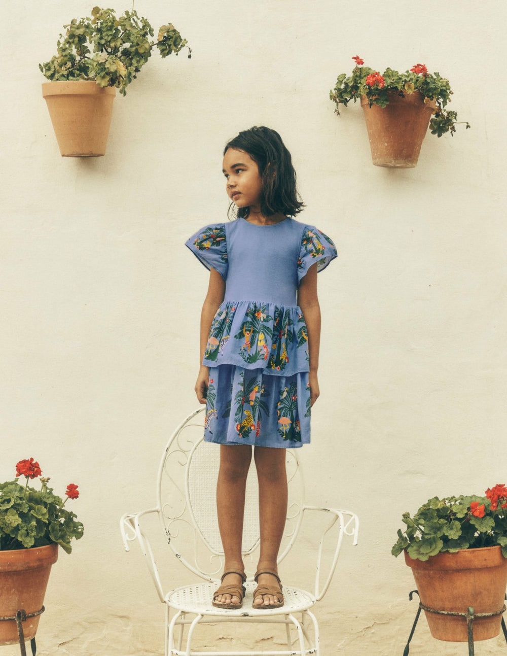Woven Mix Twirly Dress-Azure Blue Jungle Trellis / Boden Discount