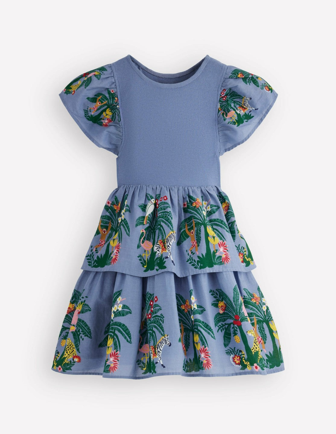 Woven Mix Twirly Dress-Azure Blue Jungle Trellis / Boden Discount