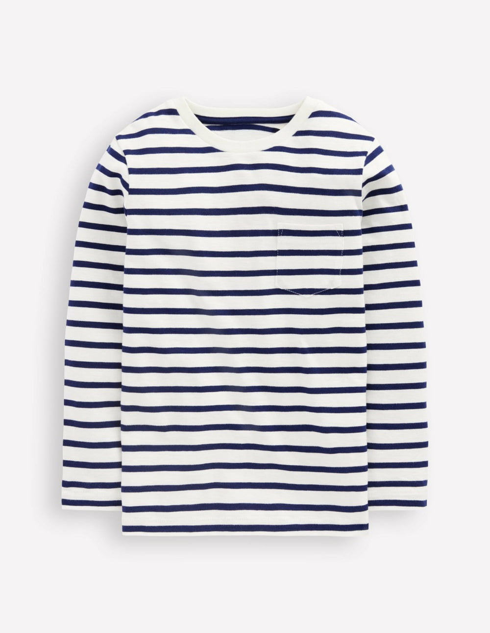 Everyday Long Sleeve T-Shirt-Soft Ivory/ College Navy / Boden