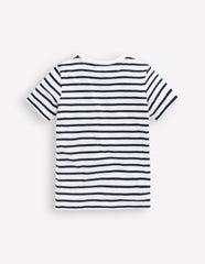 Everyday Short Sleeve T-Shirt-Ivory/College Navy / Boden Sale
