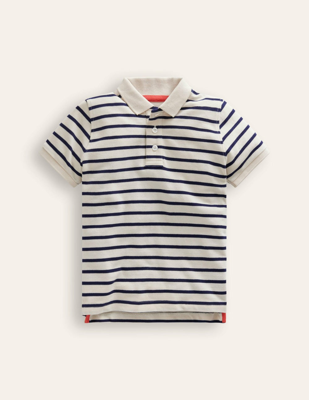 Piqué Polo Shirt-Ivory/College Navy / Boden On sale