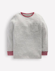 Cosy Mid-weight T-shirt-Grey Marl / Boden Discount