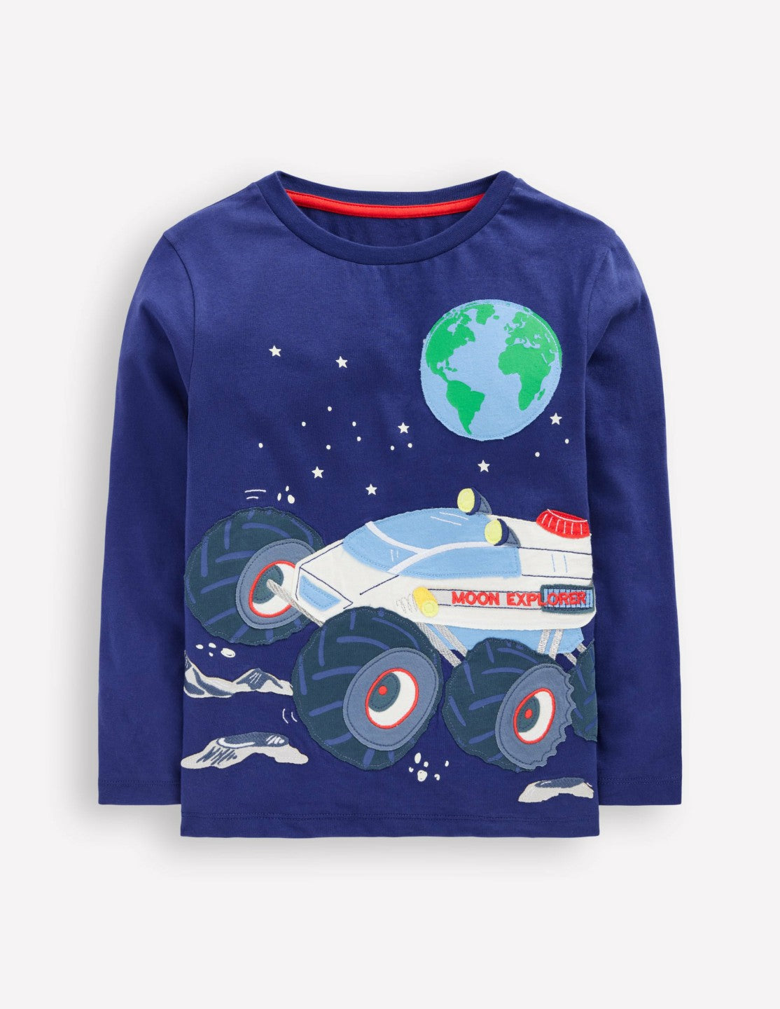 Long Sleeve Appliqué T-shirt-Twilight Blue Moon Explorer / Boden us