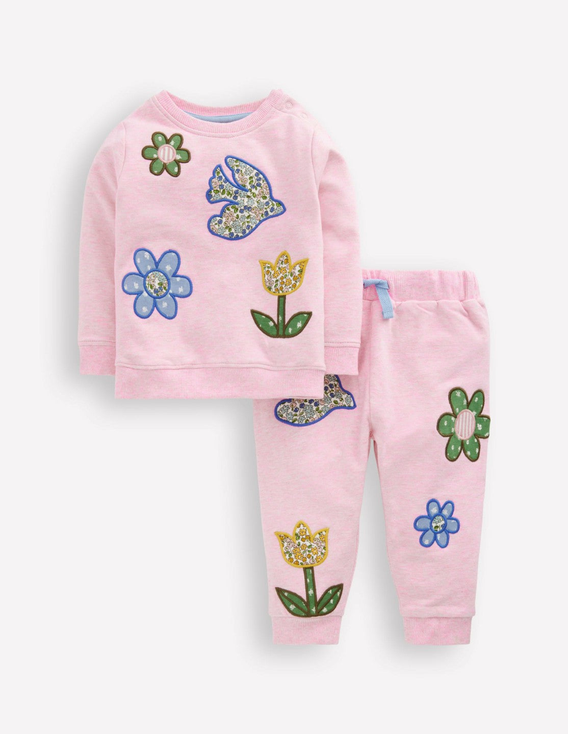 Appliqué Sweatshirt Set-Pink Floral Patchwork / Boden Discount