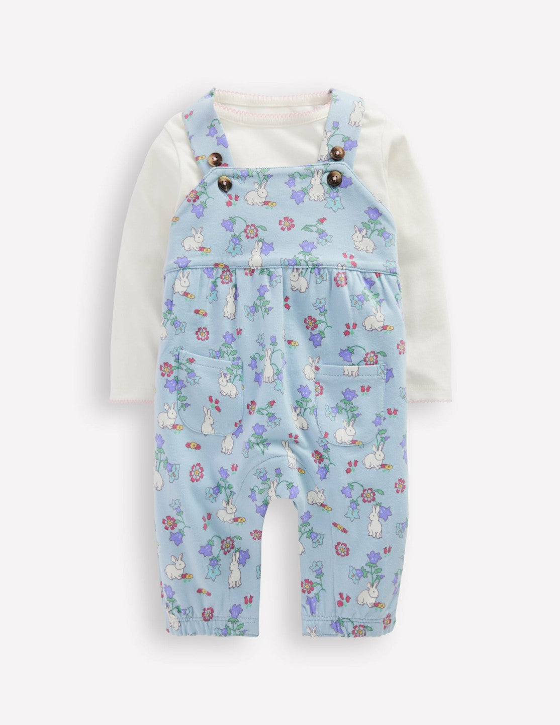 Jersey Dungaree Set-Misty Blue Bunny Floral / Boden us