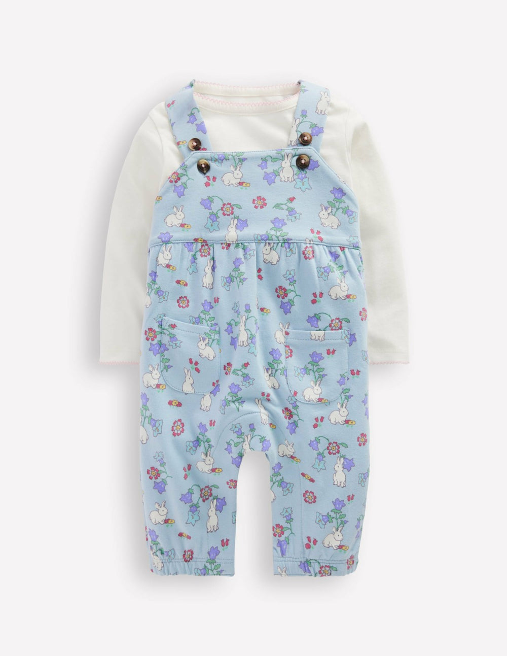 Jersey Dungaree Set-Misty Blue Bunny Floral / Boden us
