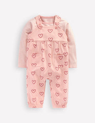 Jersey Dungaree Set-Pink Hearts / Boden On sale
