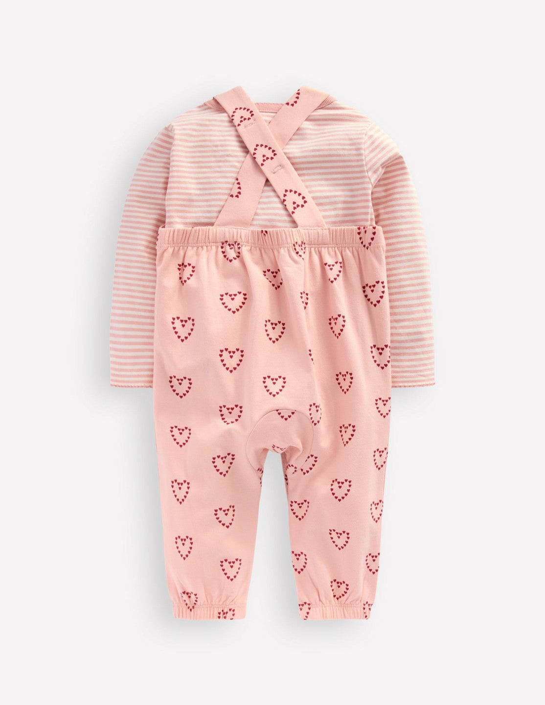 Jersey Dungaree Set-Pink Hearts / Boden On sale