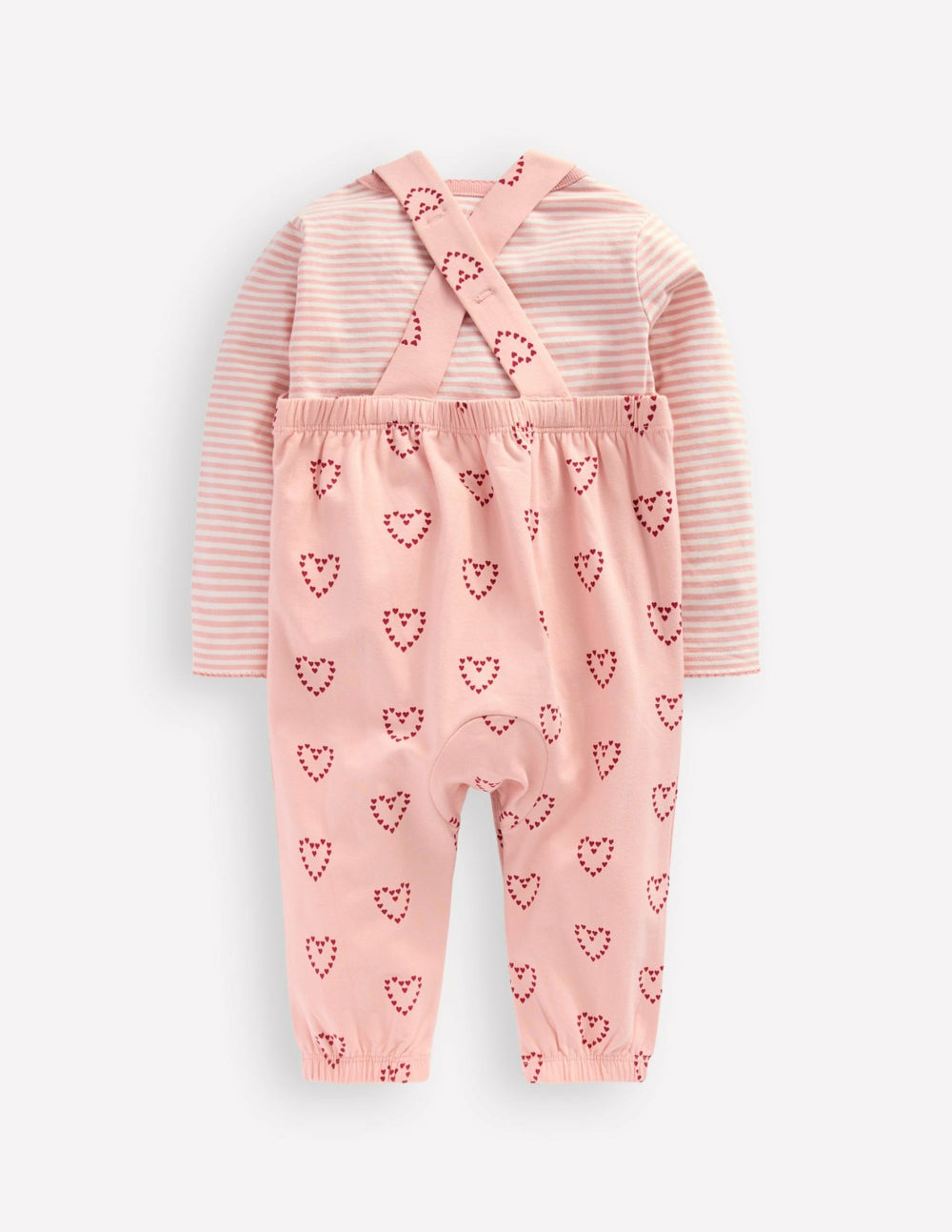 Jersey Dungaree Set-Pink Hearts / Boden On sale