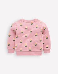 Printed Sweatshirt-Vintage Pink Daisy Stamp / Boden Sale