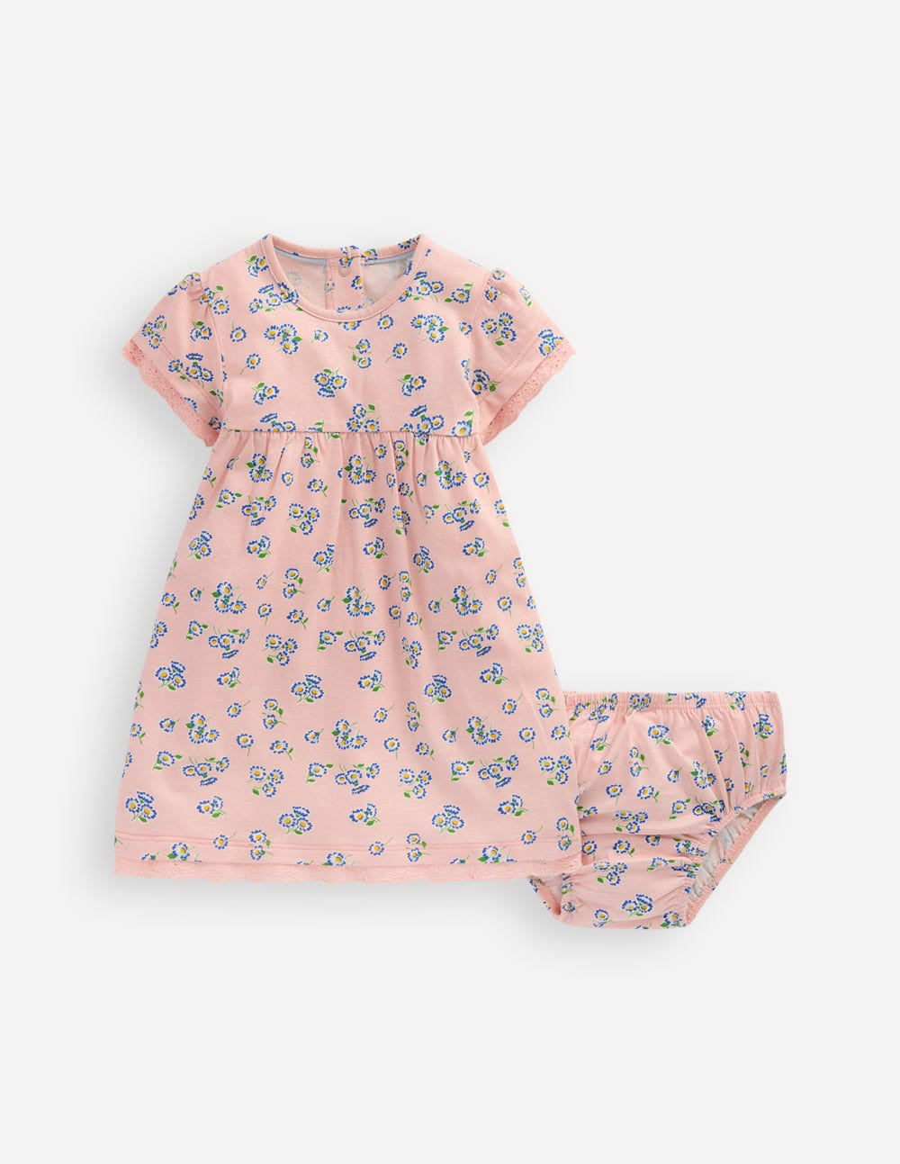 Broderie Trim Jersey Dress-Pink Ditsy Floral / Boden Discount