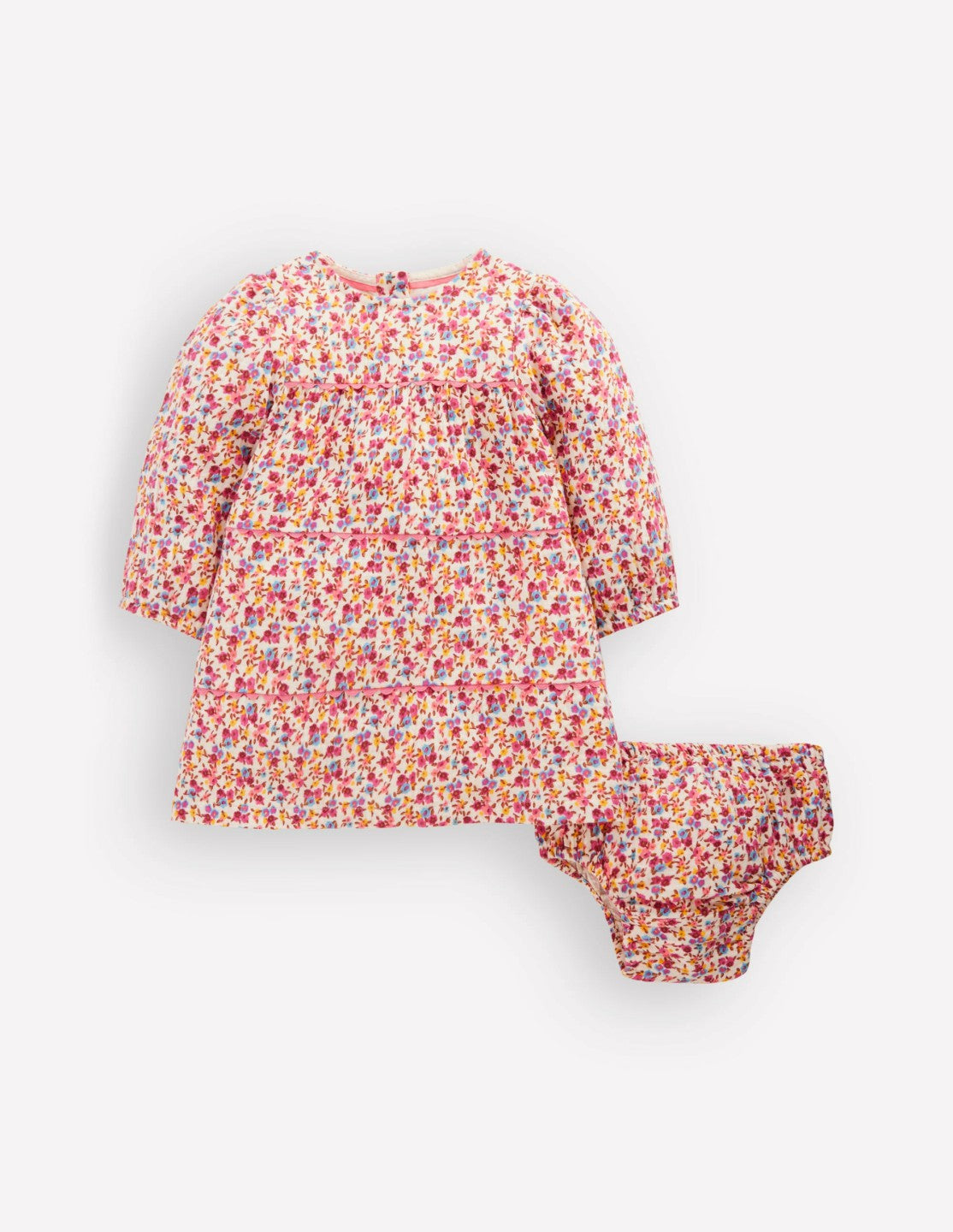Tiered Ric Rac Dress-Pink Ditsy Floral / Boden us