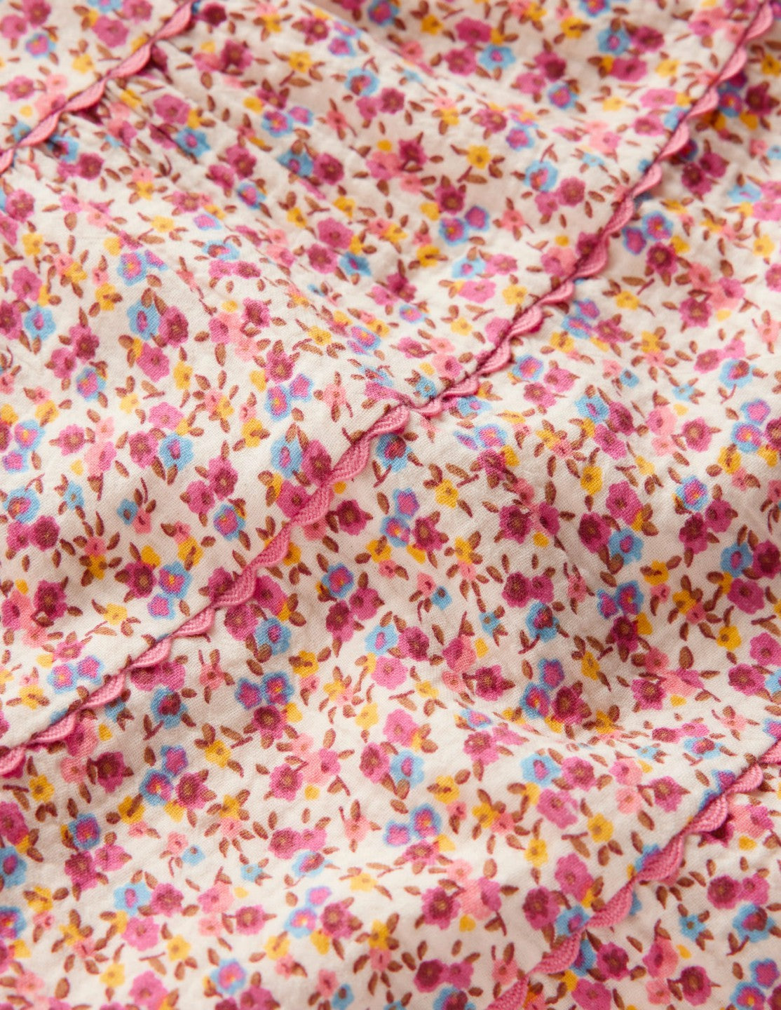 Tiered Ric Rac Dress-Pink Ditsy Floral / Boden us