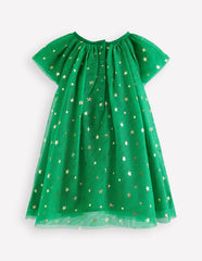 Layered Tulle Dress-Green Christmas Tree / Boden Outlet