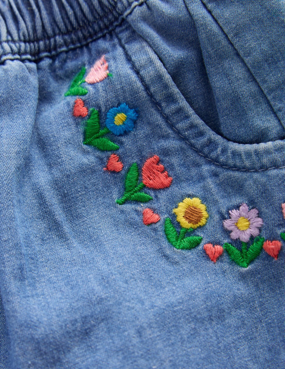 Embroidered Chambray Trouser-Embroidered Denim / Boden On sale